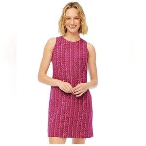 J.Crew Sz 4 Pink Tweed Sheath Shift Dress Sleeveless Lined Mini NWT